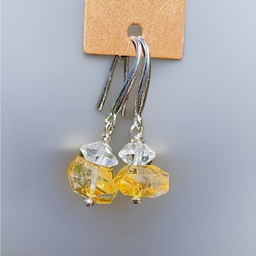 Elegant Silver and Citrine Gold Dangle Earrings!